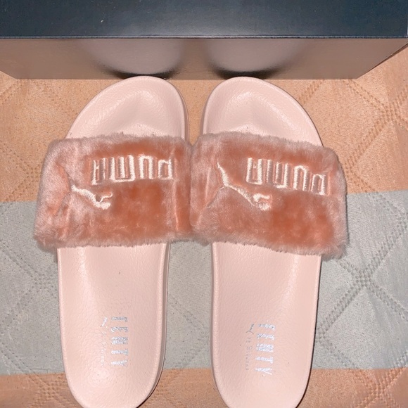 light pink puma slides